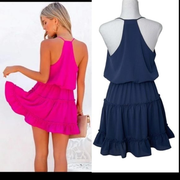 VICI Karty Ruffle Tiered Dress - Navy - Small NEW - Picture 7 of 8